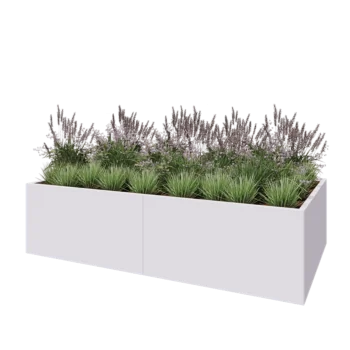 Jardinière XXL en acier - Rectangle - 240 x 120 x 60 cm - RAL9010 mat (blanc) - Avec plaque de fond