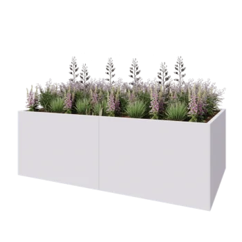 Jardinière XXL en acier - Rectangle - 240 x 120 x 80 cm - RAL9010 mat (blanc) - Avec plaque de fond