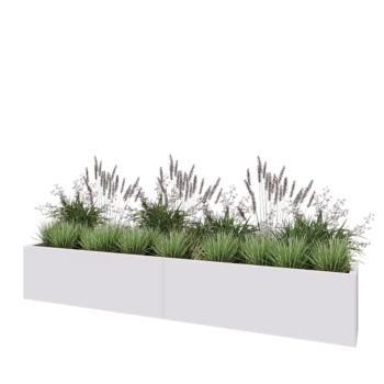 Jardinière XXL en acier - Rectangle - 240 x 30 x 40 cm - RAL9010 mat (blanc) - Sanc plaque de fond