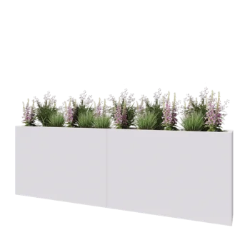 Jardinière XXL en acier - Rectangle - 240 x 30 x 80 cm - RAL9010 mat (blanc) - Sanc plaque de fond