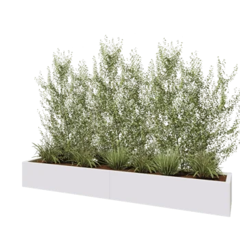 Jardinière XXL en acier - Rectangle - 240 x 40 x 30 cm - RAL9010 mat (blanc) - Sanc plaque de fond