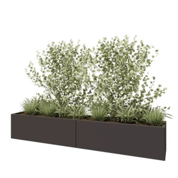 Jardinière XXL en acier - Rectangle - 240 x 40 x 40 cm - RAL7016 mat (gris anthracite) - Avec plaque de fond