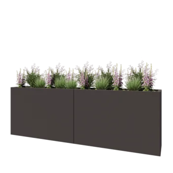 Jardinière XXL en acier - Rectangle - 240 x 40 x 80 cm - Autre couleur RAL - Sanc plaque de fond