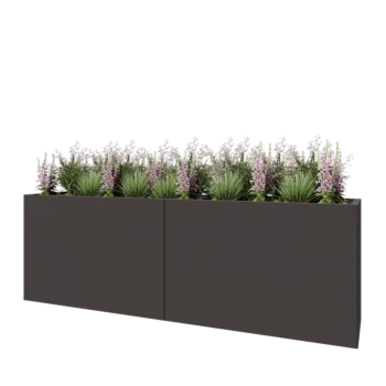 Jardinière XXL en acier - Rectangle - 240 x 50 x 80 cm - RAL7016 mat (gris anthracite) - Avec plaque de fond