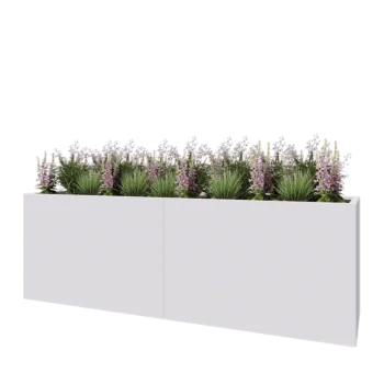 Jardinière XXL en acier - Rectangle - 240 x 60 x 80 cm - RAL9010 mat (blanc) - Avec plaque de fond