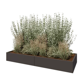 Jardinière XXL en acier - Rectangle - 240 x 80 x 30 cm - RAL7016 mat (gris anthracite) - Avec plaque de fond