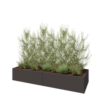 Jardinière XXL en acier - Rectangle - 240 x 80 x 40 cm - RAL7016 mat (gris anthracite) - Sanc plaque de fond