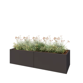 Jardinière XXL en acier - Rectangle - 240 x 80 x 60 cm - RAL7016 mat (gris anthracite) - Avec plaque de fond