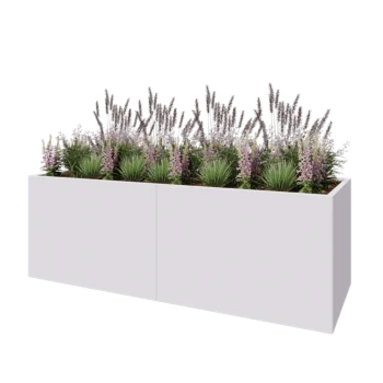 Jardinière XXL en acier - Rectangle - 240 x 80 x 80 cm - RAL9010 mat (blanc) - Sanc plaque de fond