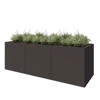 Jardinière XXL en acier - Rectangle - 300 x 100 x 100 cm - RAL7016 mat (gris anthracite) - Avec plaque de fond