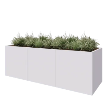 Jardinière XXL en acier - Rectangle - 300 x 100 x 100 cm - RAL9010 mat (blanc) - Sanc plaque de fond