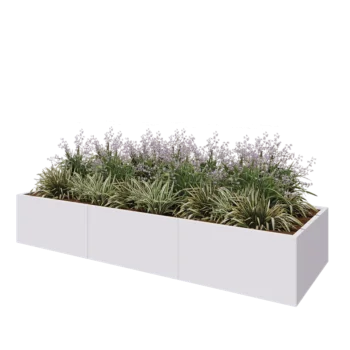 Jardinière XXL en acier - Rectangle - 300 x 100 x 50 cm - RAL9010 mat (blanc) - Avec plaque de fond