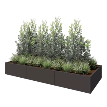 Jardinière XXL en acier - Rectangle - 300 x 120 x 40 cm - RAL7016 mat (gris anthracite) - Avec plaque de fond