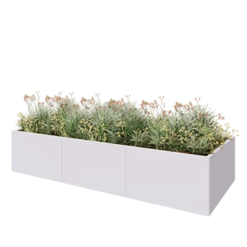 Jardinière XXL en acier - Rectangle - 300 x 120 x 60 cm - RAL9010 mat (blanc) - Avec plaque de fond