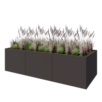 Jardinière XXL en acier - Rectangle - 300 x 120 x 80 cm - Autre couleur RAL - Sanc plaque de fond