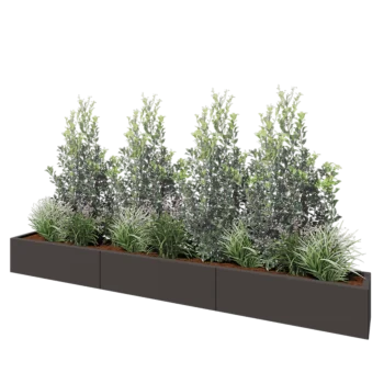 Jardinière XXL en acier - Rectangle - 300 x 30 x 30 cm - RAL7016 mat (gris anthracite) - Sanc plaque de fond