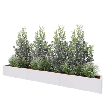 Jardinière XXL en acier - Rectangle - 300 x 30 x 30 cm - RAL9010 mat (blanc) - Sanc plaque de fond