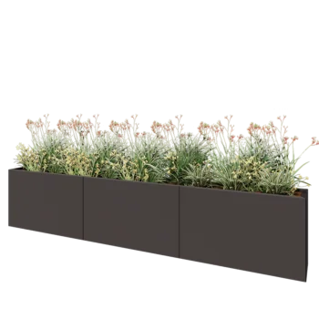 Jardinière XXL en acier - Rectangle - 300 x 30 x 60 cm - RAL7016 mat (gris anthracite) - Sanc plaque de fond