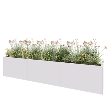 Jardinière XXL en acier - Rectangle - 300 x 30 x 60 cm - RAL9010 mat (blanc) - Sanc plaque de fond