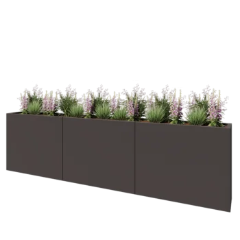Jardinière XXL en acier - Rectangle - 300 x 30 x 80 cm - RAL7016 mat (gris anthracite) - Sanc plaque de fond