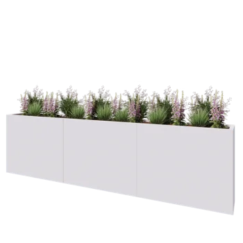 Jardinière XXL en acier - Rectangle - 300 x 30 x 80 cm - RAL9010 mat (blanc) - Sanc plaque de fond