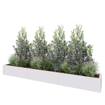 Jardinière XXL en acier - Rectangle - 300 x 40 x 30 cm - RAL9010 mat (blanc) - Avec plaque de fond