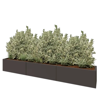 Jardinière XXL en acier - Rectangle - 300 x 40 x 40 cm - RAL7016 mat (gris anthracite) - Avec plaque de fond