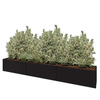 Jardinière XXL en acier - Rectangle - 300 x 40 x 40 cm - RAL9005 mat (noir) - Sanc plaque de fond