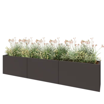 Jardinière XXL en acier - Rectangle - 300 x 40 x 60 cm - RAL7016 mat (gris anthracite) - Avec plaque de fond
