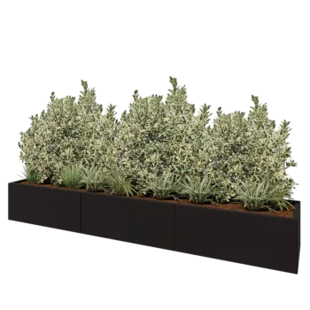 Jardinière XXL en acier - Rectangle - 300 x 50 x 40 cm - RAL9005 mat (noir) - Sanc plaque de fond