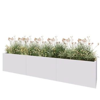 Jardinière XXL en acier - Rectangle - 300 x 50 x 60 cm - RAL9010 mat (blanc) - Sanc plaque de fond