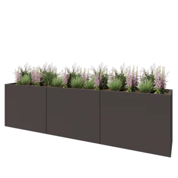 Jardinière XXL en acier - Rectangle - 300 x 50 x 80 cm - RAL7016 mat (gris anthracite) - Sanc plaque de fond