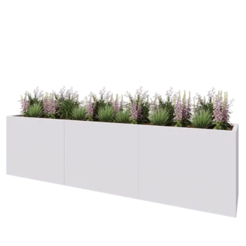 Jardinière XXL en acier - Rectangle - 300 x 50 x 80 cm - RAL9010 mat (blanc) - Sanc plaque de fond