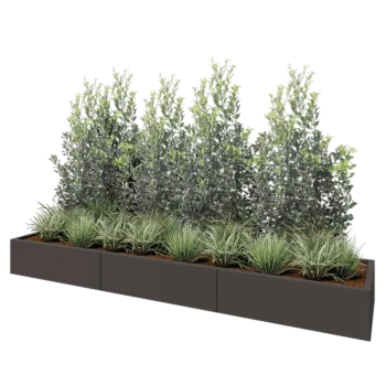 Jardinière XXL en acier - Rectangle - 300 x 60 x 30 cm - Autre couleur RAL - Avec plaque de fond