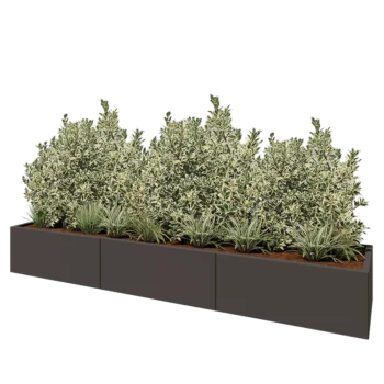 Jardinière XXL en acier - Rectangle - 300 x 60 x 40 cm - RAL7016 mat (gris anthracite) - Avec plaque de fond