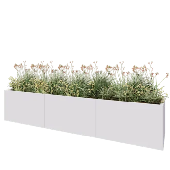 Jardinière XXL en acier - Rectangle - 300 x 60 x 60 cm - RAL9010 mat (blanc) - Avec plaque de fond
