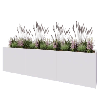 Jardinière XXL en acier - Rectangle - 300 x 60 x 80 cm - RAL9010 mat (blanc) - Sanc plaque de fond