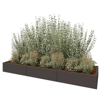 Jardinière XXL en acier - Rectangle - 300 x 80 x 30 cm - RAL7016 mat (gris anthracite) - Sanc plaque de fond