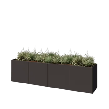 Jardinière XXL en acier - Rectangle - 320 x 60 x 80 cm - Autre couleur RAL - Avec plaque de fond
