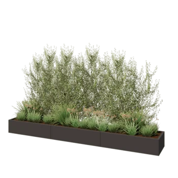 Jardinière XXL en acier - Rectangle - 360 x 50 x 30 cm - Autre couleur RAL - Sanc plaque de fond