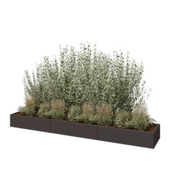 Jardinière XXL en acier - Rectangle - 360 x 60 x 30 cm - Autre couleur RAL - Avec plaque de fond