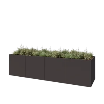 Jardinière XXL en acier - Rectangle - 400 x 100 x 100 cm - RAL7016 mat (gris anthracite) - Avec plaque de fond