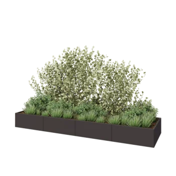 Jardinière XXL en acier - Rectangle - 400 x 100 x 40 cm - RAL7016 mat (gris anthracite) - Sanc plaque de fond