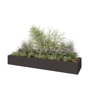 Jardinière XXL en acier - Rectangle - 400 x 100 x 50 cm - RAL7016 mat (gris anthracite) - Sanc plaque de fond