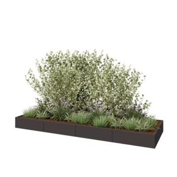 Jardinière XXL en acier - Rectangle - 400 x 120 x 30 cm - RAL7016 mat (gris anthracite) - Avec plaque de fond