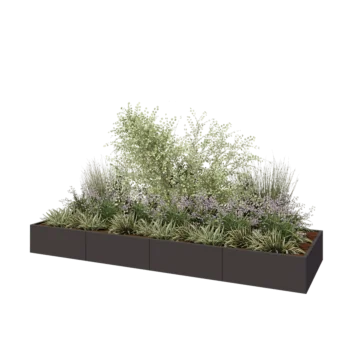 Jardinière XXL en acier - Rectangle - 400 x 120 x 40 cm - Autre couleur RAL - Sanc plaque de fond