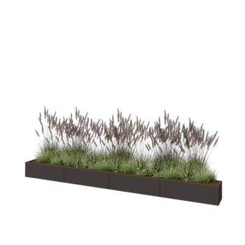 Jardinière XXL en acier - Rectangle - 400 x 30 x 30 cm - RAL7016 mat (gris anthracite) - Sanc plaque de fond