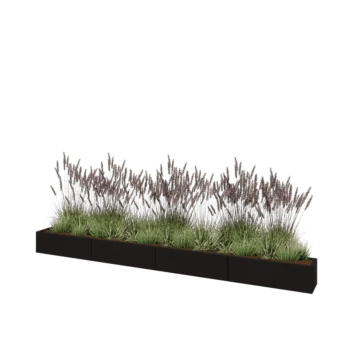 Jardinière XXL en acier - Rectangle - 400 x 30 x 30 cm - RAL9005 mat (noir) - Avec plaque de fond