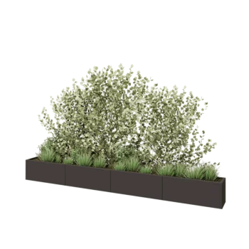 Jardinière XXL en acier - Rectangle - 400 x 30 x 40 cm - RAL7016 mat (gris anthracite) - Avec plaque de fond