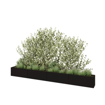 Jardinière XXL en acier - Rectangle - 400 x 30 x 40 cm - RAL9005 mat (noir) - Avec plaque de fond